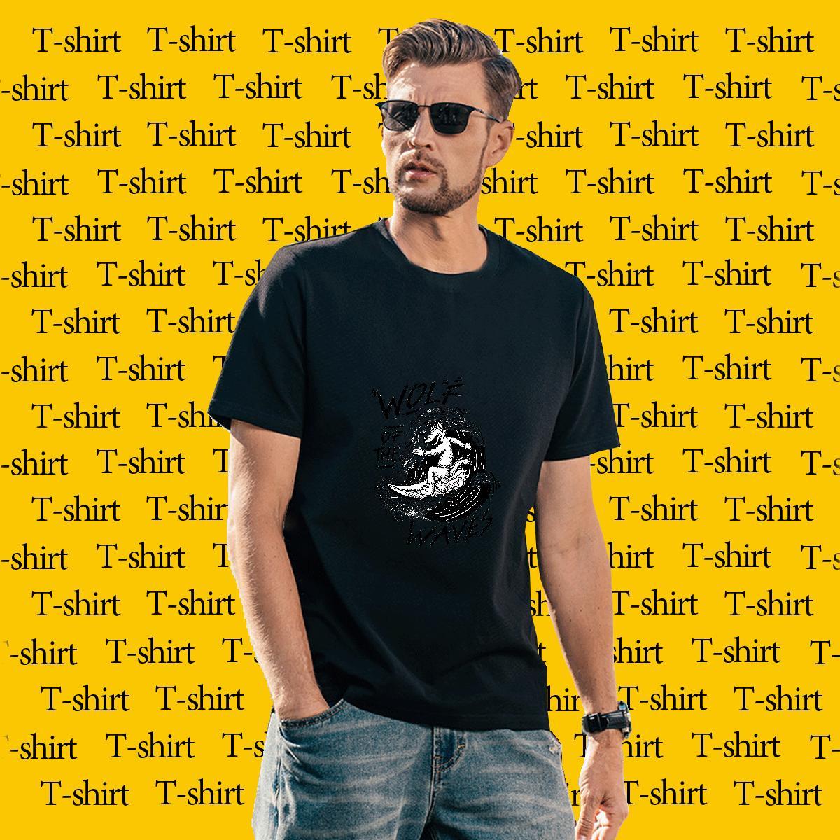 Loose T-Shirts wolf Breathable Short Sleeve Street Casual DIY 230g 100% Cotton Couples T Shirts Custom Polos