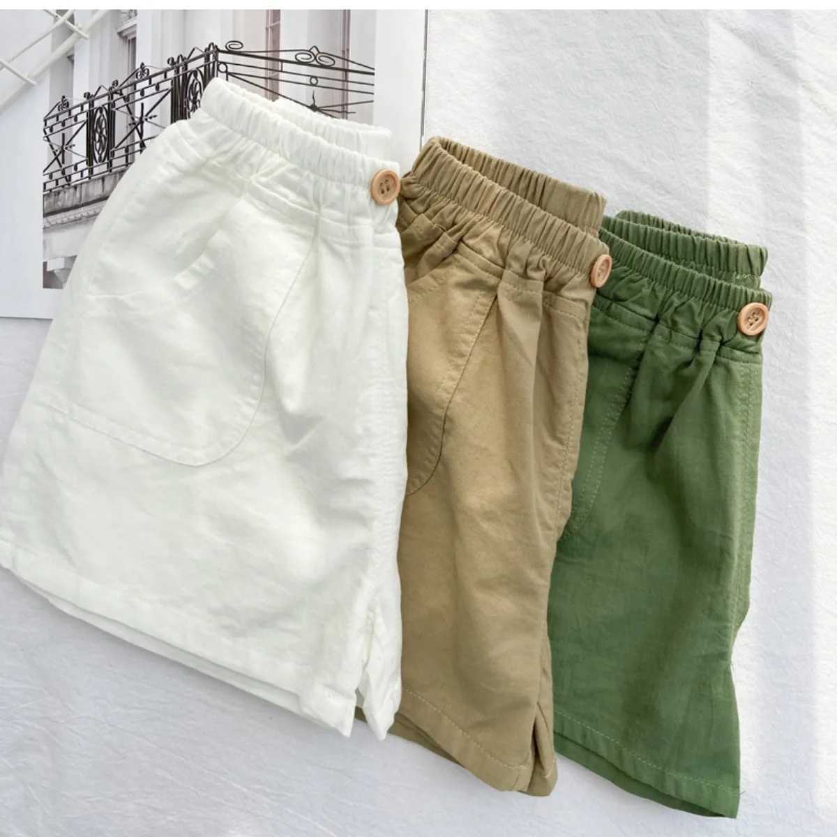 2024 New Childrens Summer Cotton Thin Shorts Boys Casual Shorts Baby Cotton and Linen Breathable Clothing Foreign Boys Shorts 18M-4T W240813