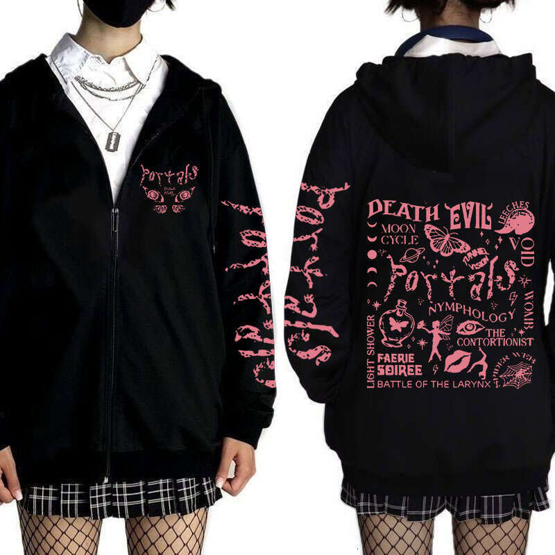 Women Melanie Martinez Portals Zipper Hoodies Long Sleeves Sweatshirt Haruku Hip Hop Y2K Streetwear Casual Zip-up Jacket Coats