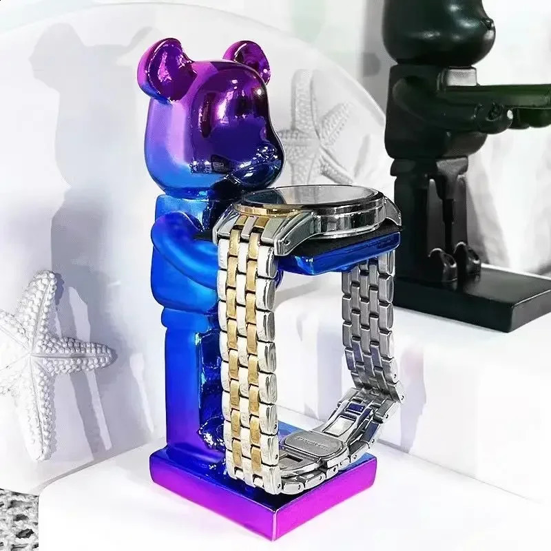 Man Watch Holder Bear Miniature Items Resin Figurines Decorations Girls Trinkets Tray For Home Bedroom Table Modern Decor Gifts 240812