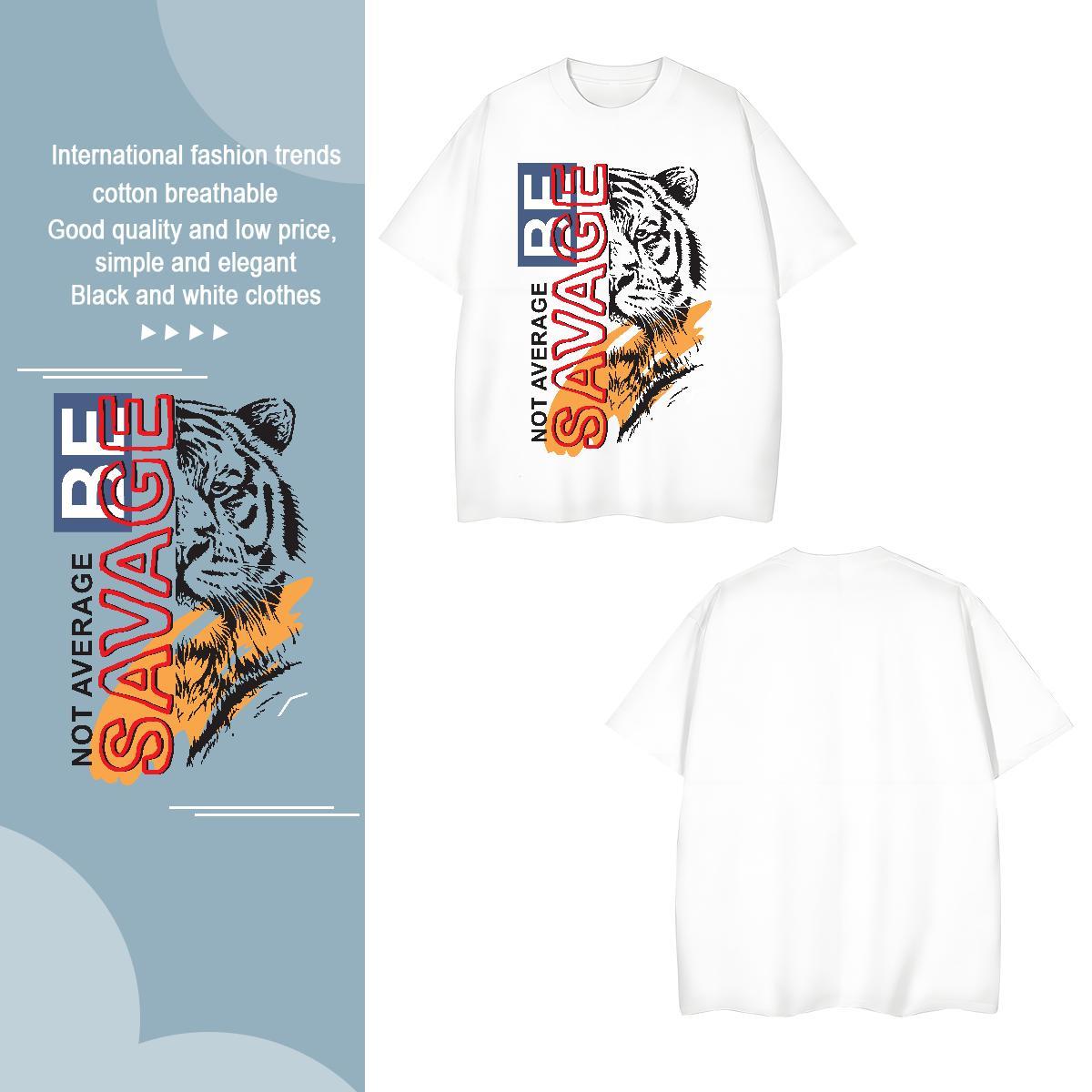 TOP Quality T shirt tiger Breathable Casual Beach Custom Print Oversized 230g 100% Cotton Men Clothes T-Shirt 2024 DIY Top Tees