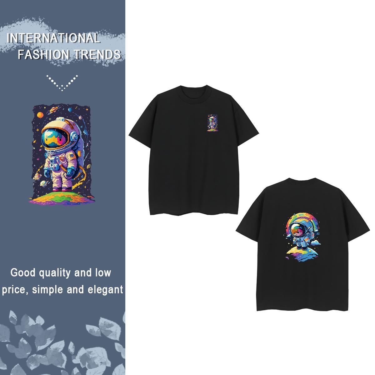 T-Shirts for Men 230g Cotton universe Summer Casual Breathable Floral Print Men Tshirts Fashion New Cool Tops Shirt