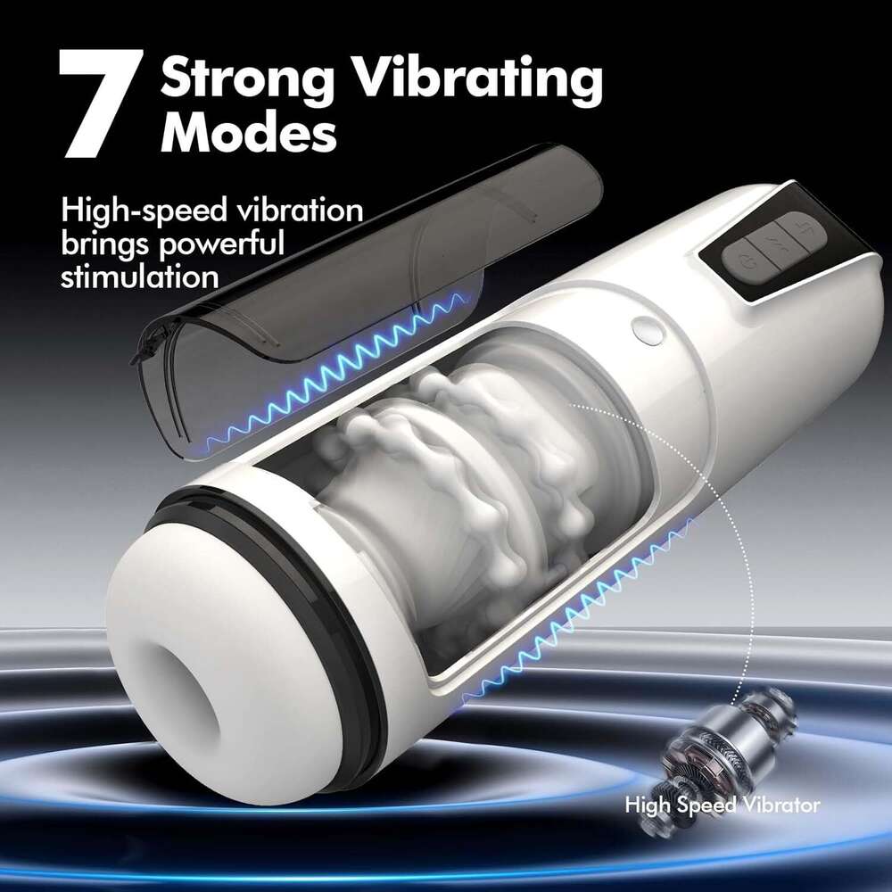 Male cup adult toy - automatic hands-free vibrator pocket genital massager, with 7 thrust and vibration stimulation modes, sex toy men's realisti