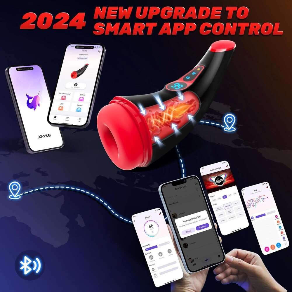Men's sex toy male device - APP controls adult toy male device pump, with 9 suction and 9 vibration modes, 3D texture sleeve heating men's s