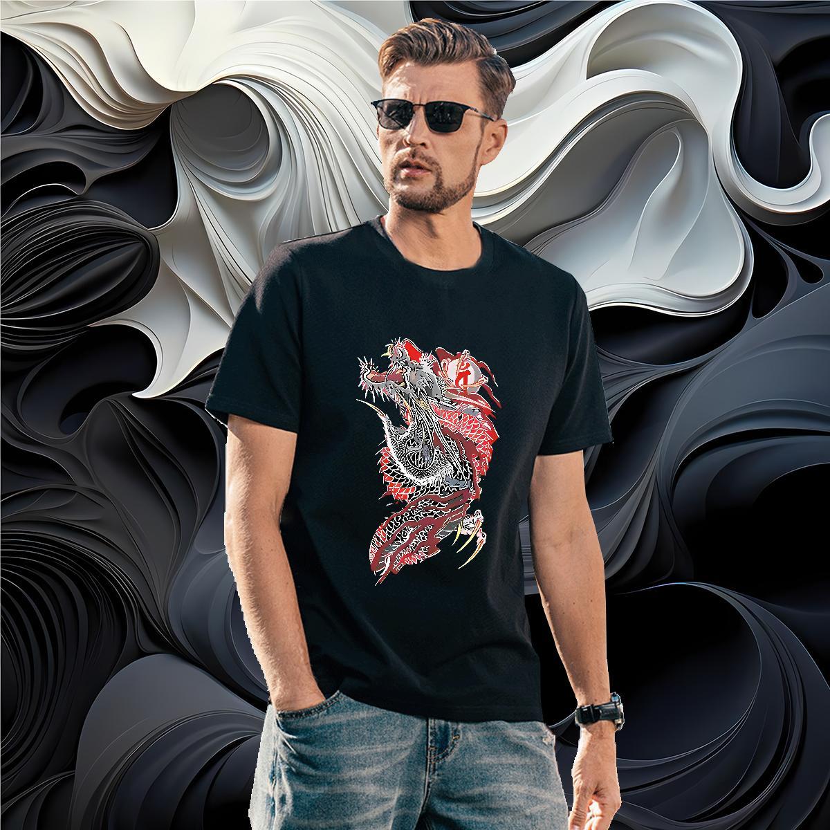 T-Shirts for Men 230g 100% Cotton Casual Beach Short Sleeve O-Neck DIY Anime Men Tees 2024 Summer Classic Wear