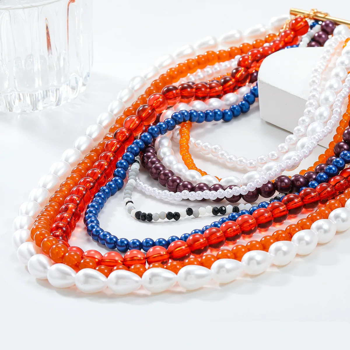 2024 Colorful Beads Chains Pearl Choker Necklace for Women Bohemian Jewelry Multilayer Tassel Chain 240813