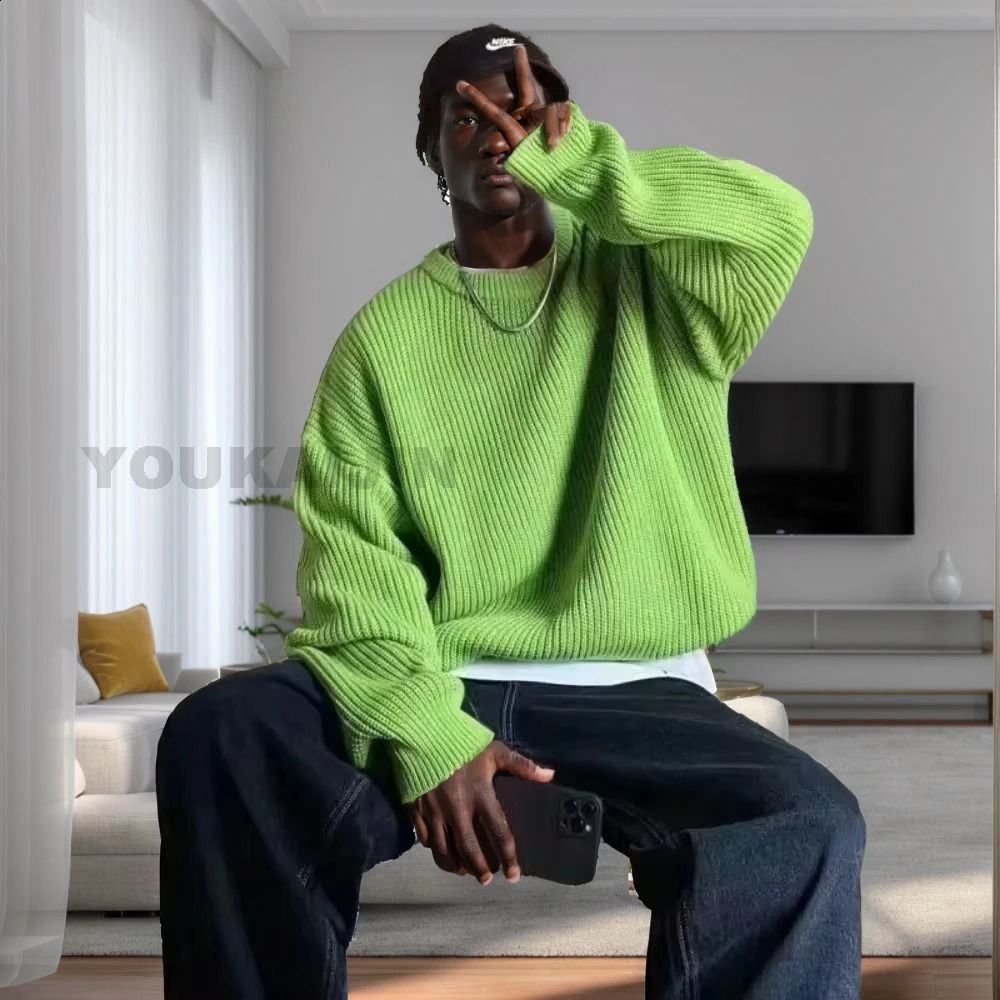 Slim Fit Knitted Sweater Men Round Neck Autumn Lazy Style Versatile Sweater Casual Young Men Korean Solid Color Wool Sweaters 240821