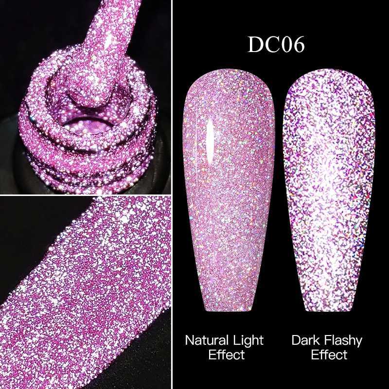 Reflective Glitter Gel Nail Polish Holographic Laser Glitter Gel Polish Silver Semi-permanent Varnishes Soak Off UV LED Nail GelM240814