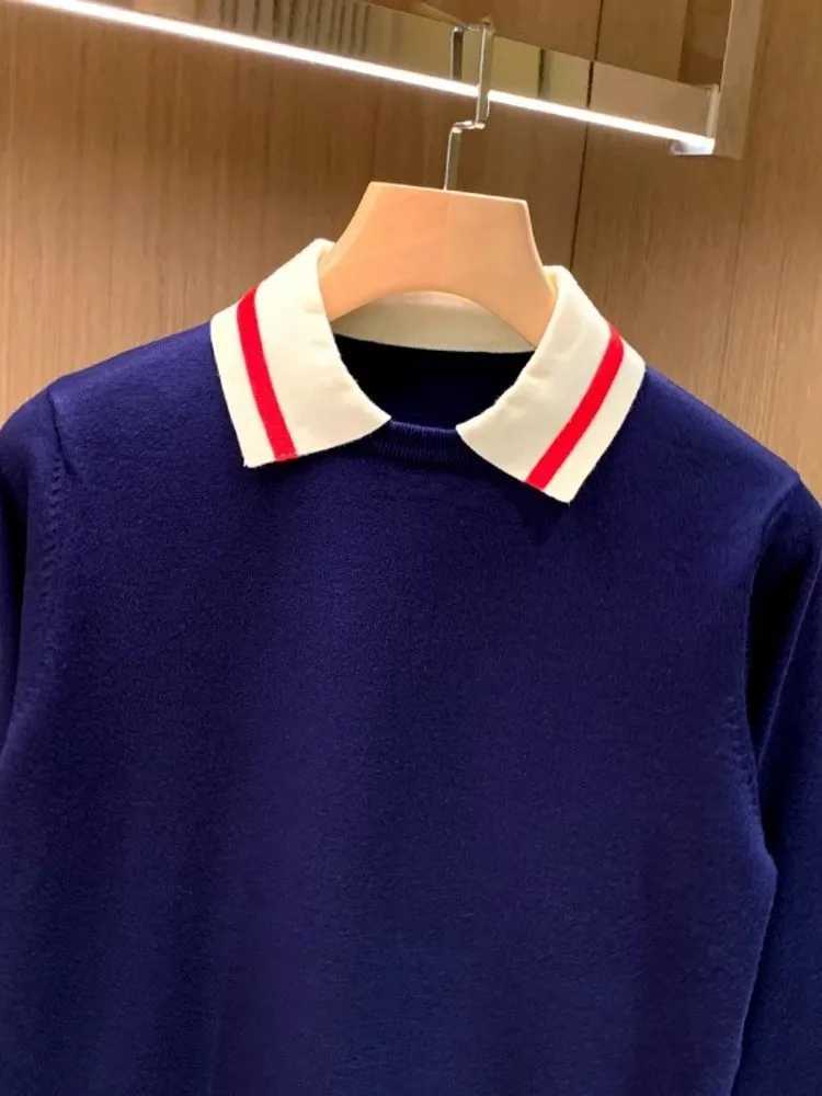 British style mens lapel sweater top patch work long sleeved knitting pull-out jumper autumn new business casual knittingW240729