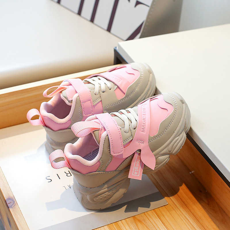 Sneakers Girls shoes childrens sports dad shoes 2023 Spring and Autumn collection new anti slip leather surface fashionable boys casual Forrest Gump s