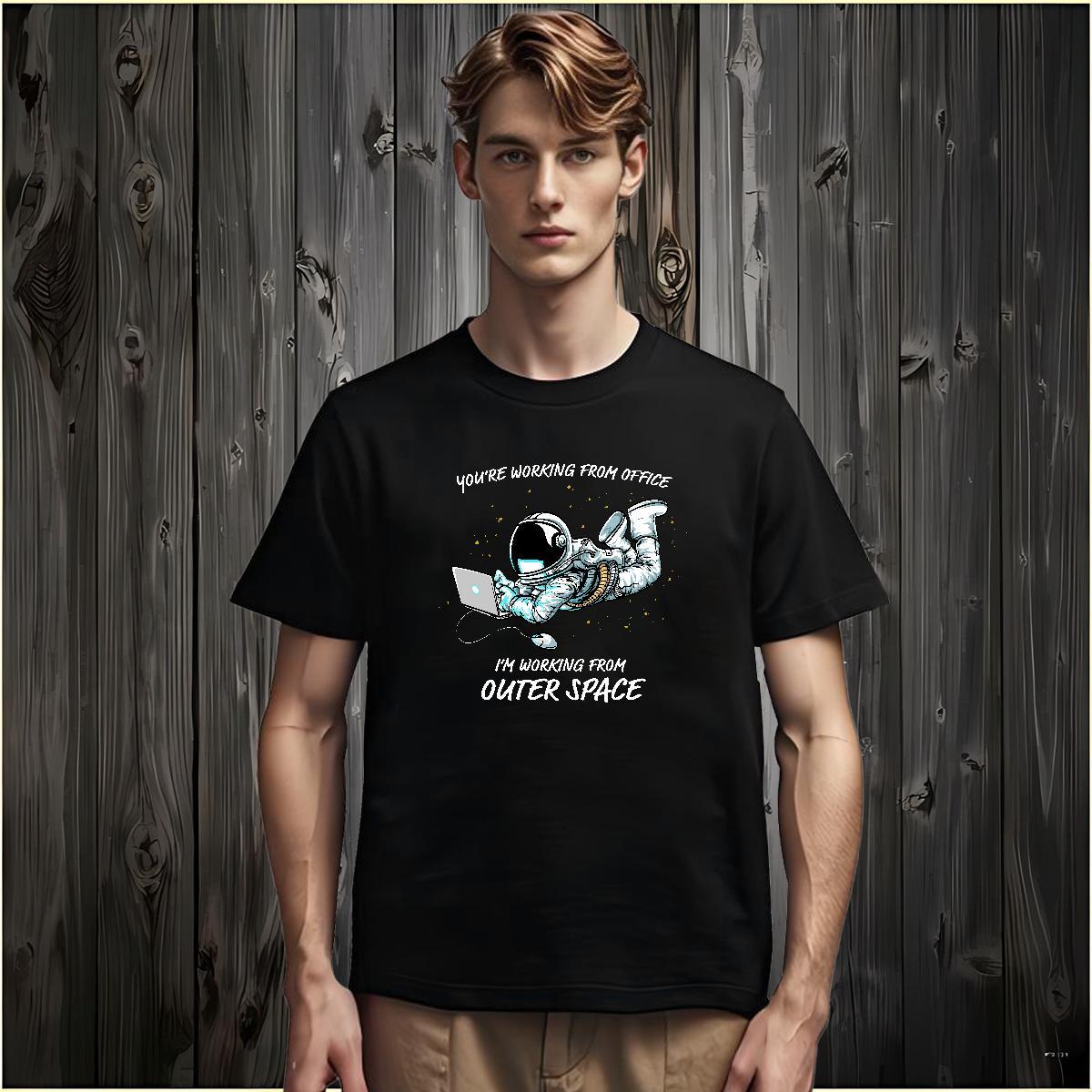 T-Shirts for Men 100% Cotton 230g cosmonaut Spring Summer Round Neck Short Sleeve DIY Printed Tshirt for Man Woman Custom Cool Clothes