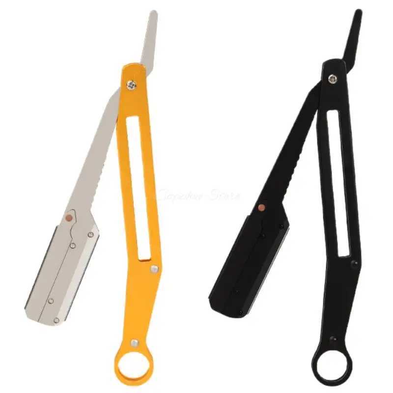 Metal Barber Shop Manual Folding Razor Hairdressing Shaving Knives Aluminum Handle Mens Beard Sweat Hair Armpit Hair FaceM240814