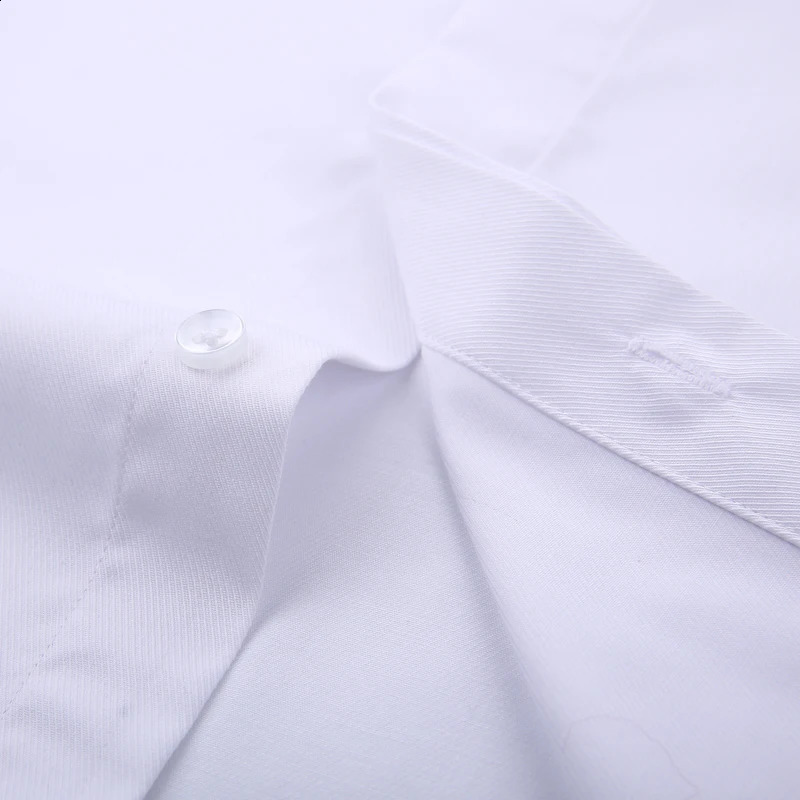 Mens Classic French Cuff Hidden Button Dress Shirt Long-sleeve Formal Business Standard-fit White Shirts Cufflinks Included 240814