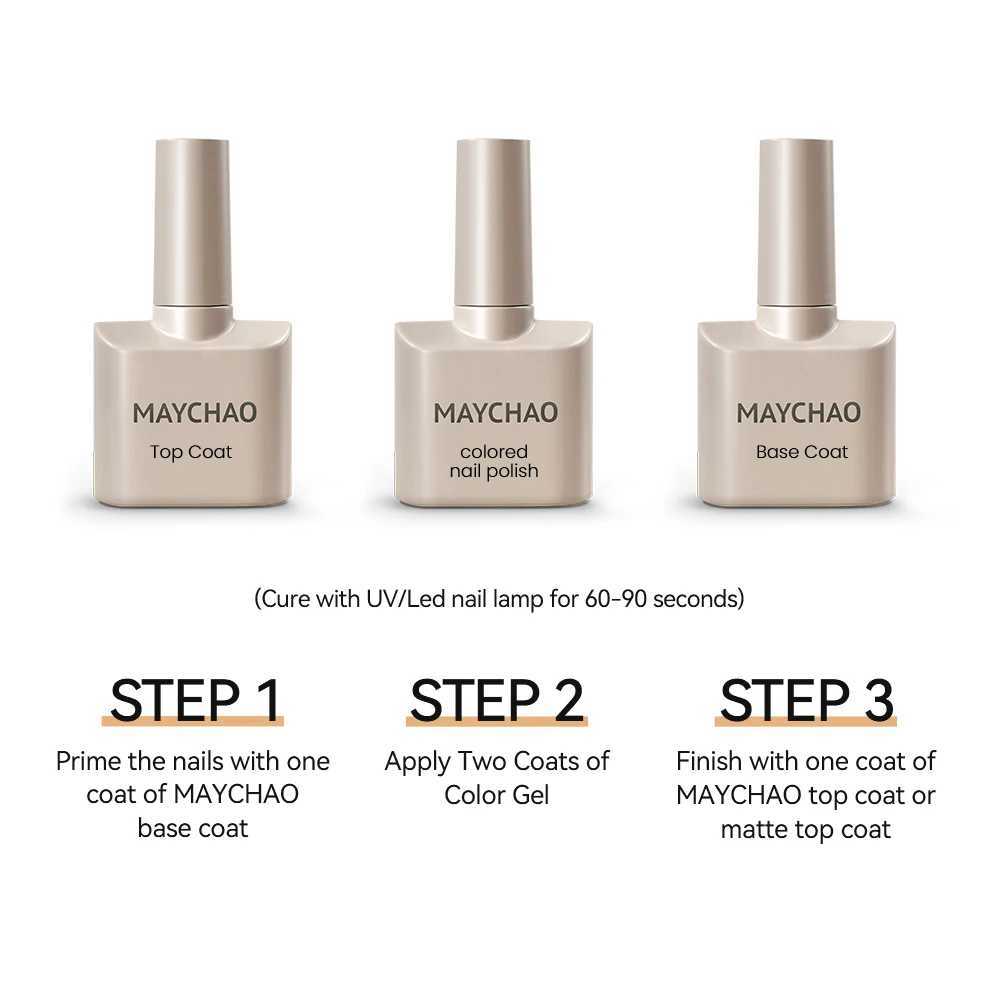 MAYCHAO Nail Gel Polish No Wipe Top Coat Base Coat Primer UV LED 12ml Enhancer Varnish Soak Off Semi Permanent Nail Art VarnishM240814
