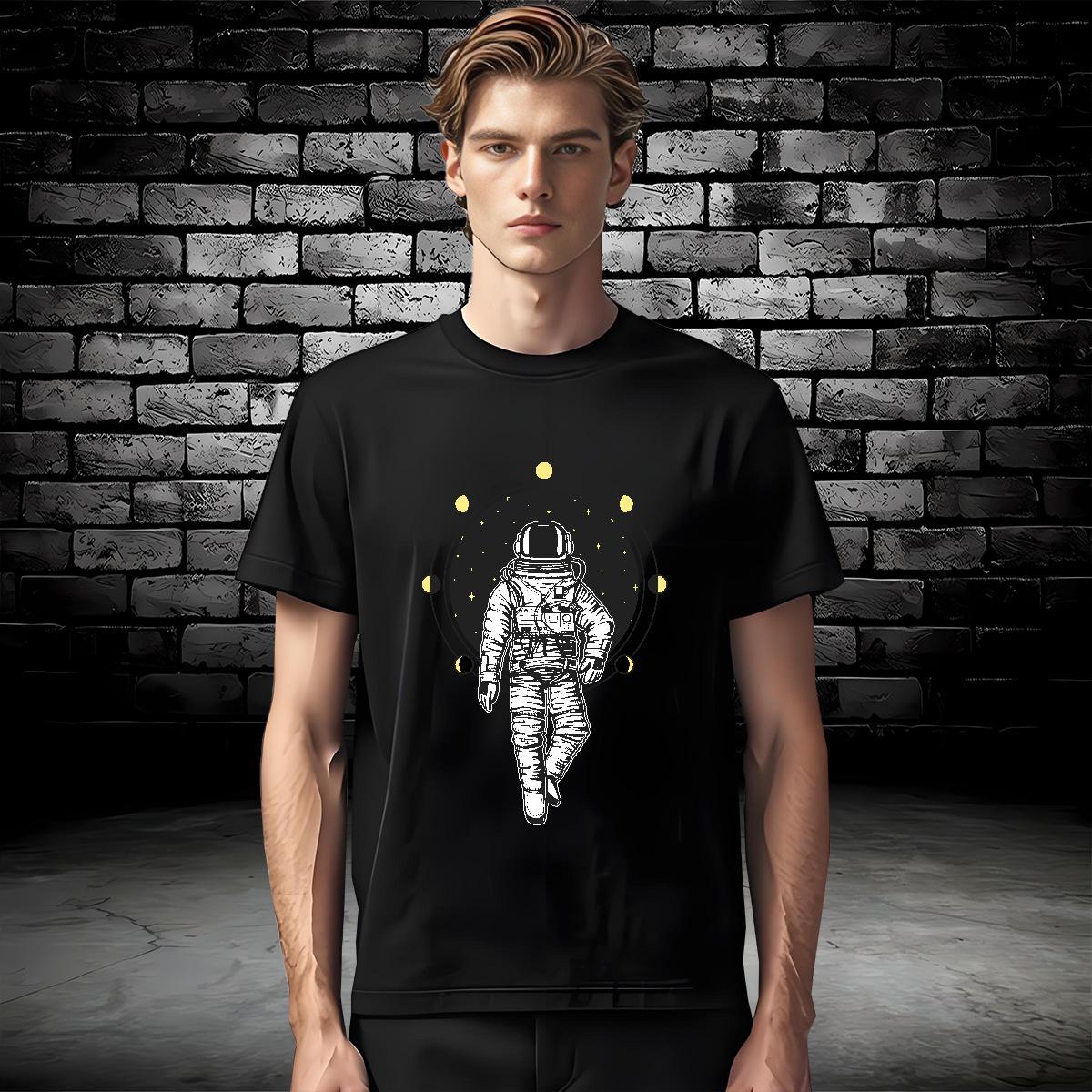 T Shirt For Man 230g Cotton universe Sports Casual Short Sleeve O-Neck Custom Printing Men Clothes T-Shirt 2024 DIY Cool Top Tees