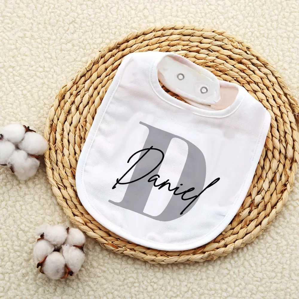 Bibs Burp Cloths Personalised Baby Bib Bibs Custom Initial with Name Boys Cotton Infant Saliva Towel Letter Print Bib Baptism Baby Shower GiftsL4812