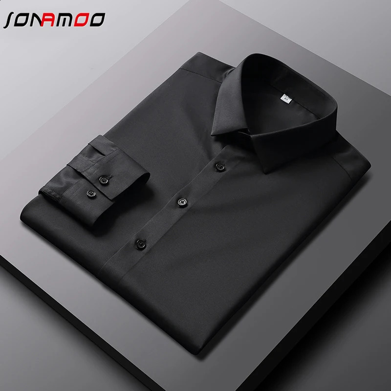 Mens Casual and Fashionable Long Sleeved Solid Color Shirt Non Ironing and Wrinkle Resistant Business Top oo240814