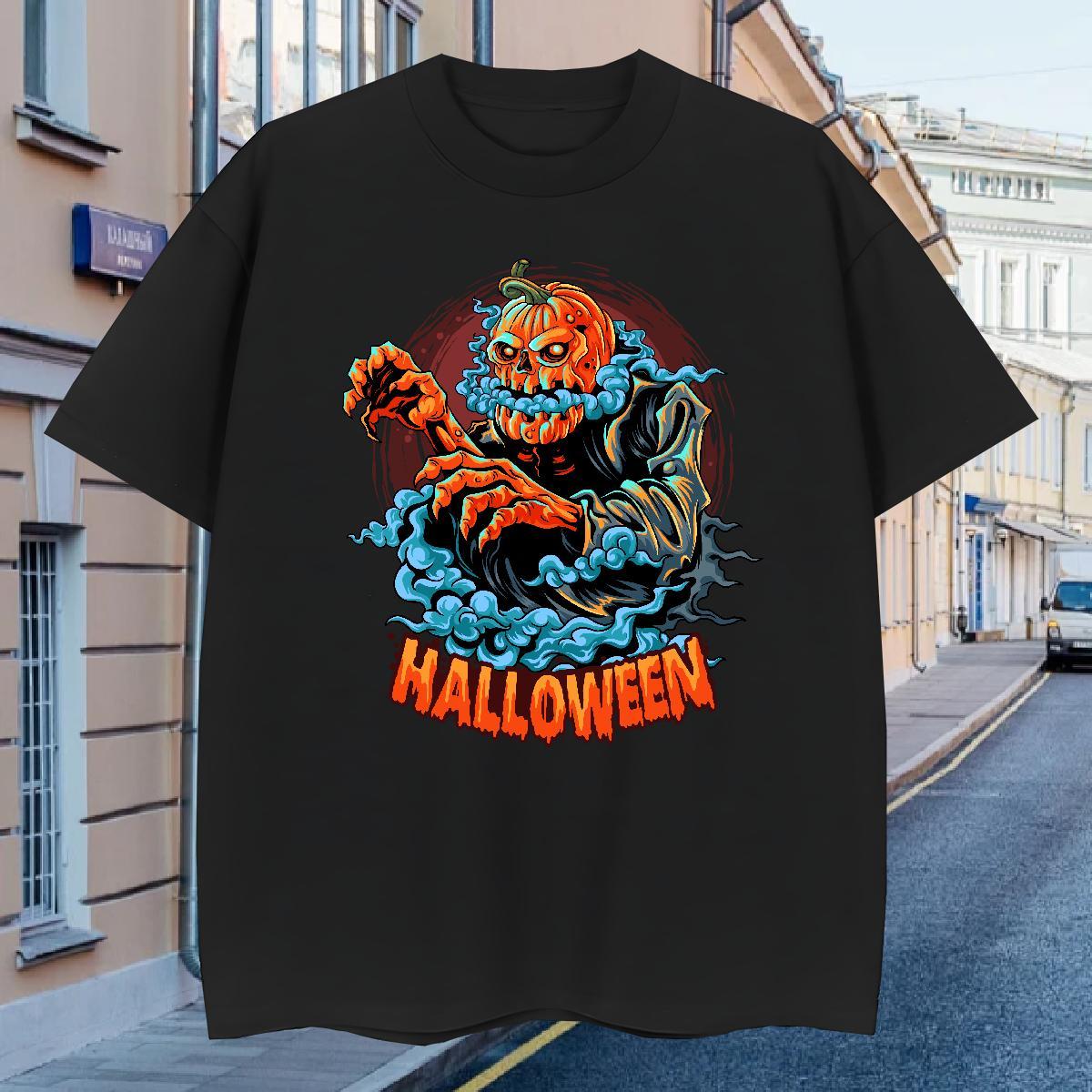 Men T Shirts 230g Pure Cotton Halloween High Street Hip Hop O-Neck Short Sleeve White Plus Size Tshirt for Man Woman Brand Free Shipping Tee Shirt