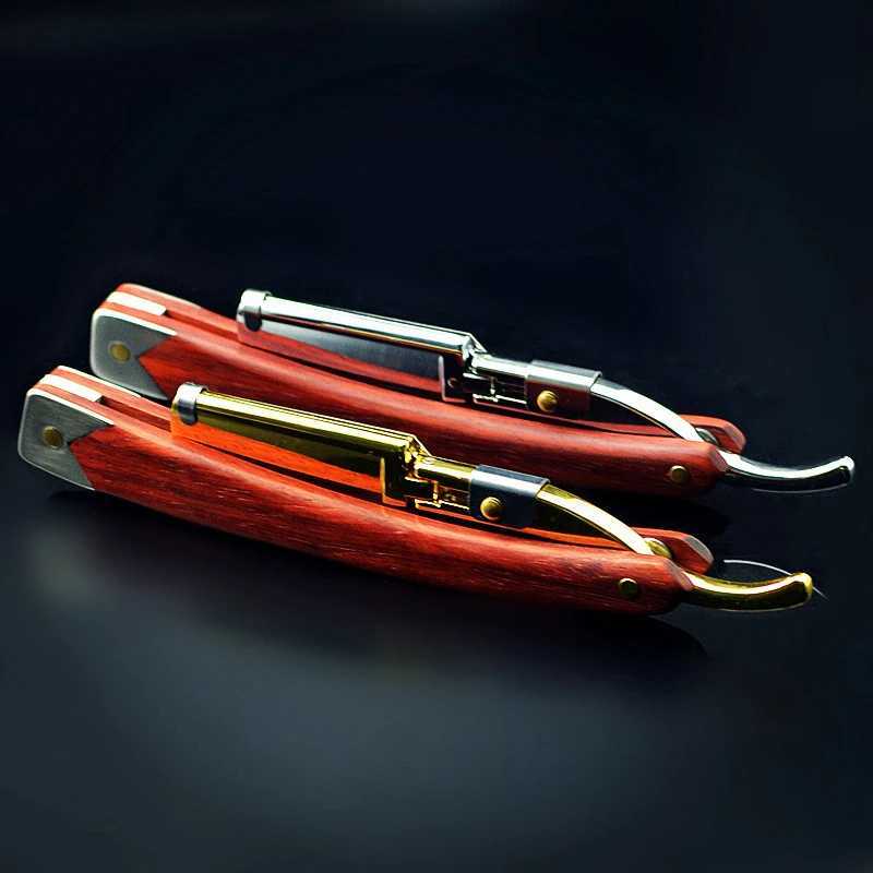 1PC Stainless Steel Manual Straight Razor Mens Shaving Razors Solid Wood Handle Beard Remover Folding Shaving Knife G0114M240814