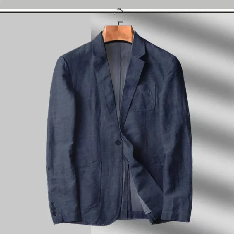 SpringSummer 2024 Mens Linen Set Loose Ultra thin Breathable Comfortable Business and Leisure Two Piece Suit Coat 240813