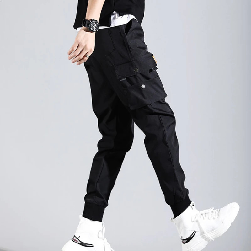 Harajuku Thin Ankle-Length Cargo Trousers Sportswear Joggers Summer Mens Harem Pants Tie Feet Overalls Fahion Male Clothes 240814
