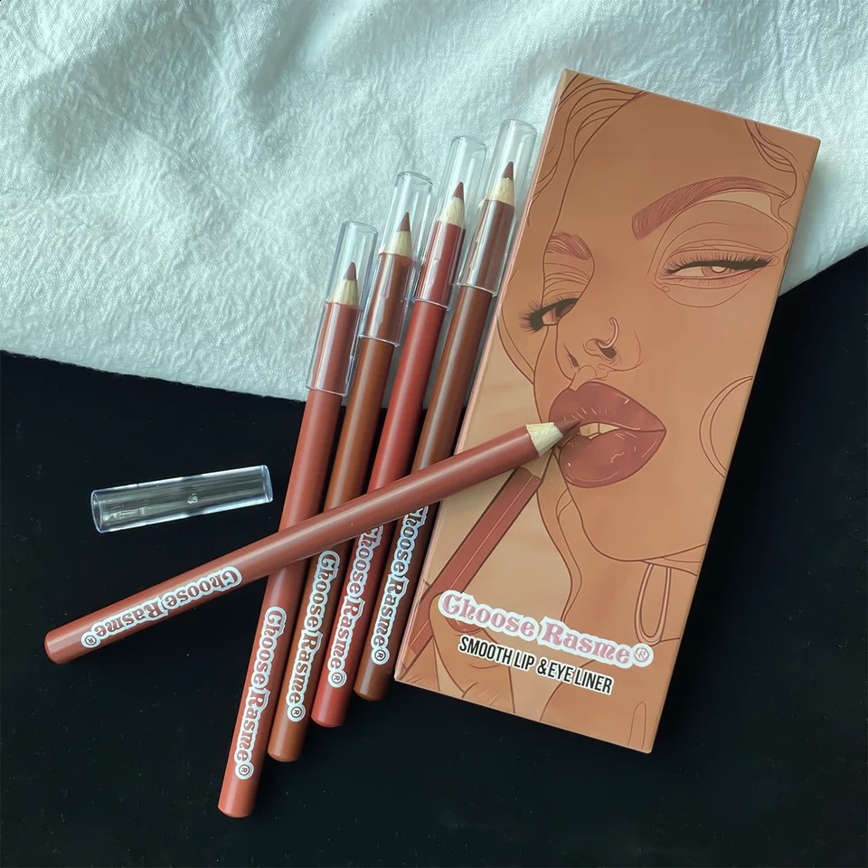 6pcs Lip Liner Pen 6 Colors Waterproof And Sweat-proof Not Easy To Fade Non-stick Cup Nude Lipstick Pencil SET 240814