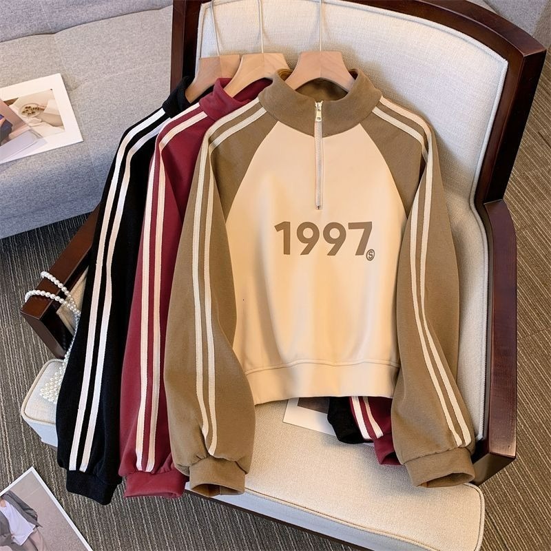Flower cotton imitation cotton composite denim silk hooded sweatshirt for women's designer autumn loose small print color blocked top