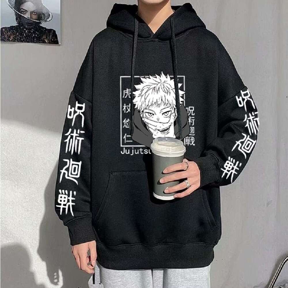 Jujutsu Anime Kaisen Hoodies Men Satoru Gojo Print Sweatshirt Autumn Winter Haruku Hoody Hooded Streetwear Plus Size Hoodie