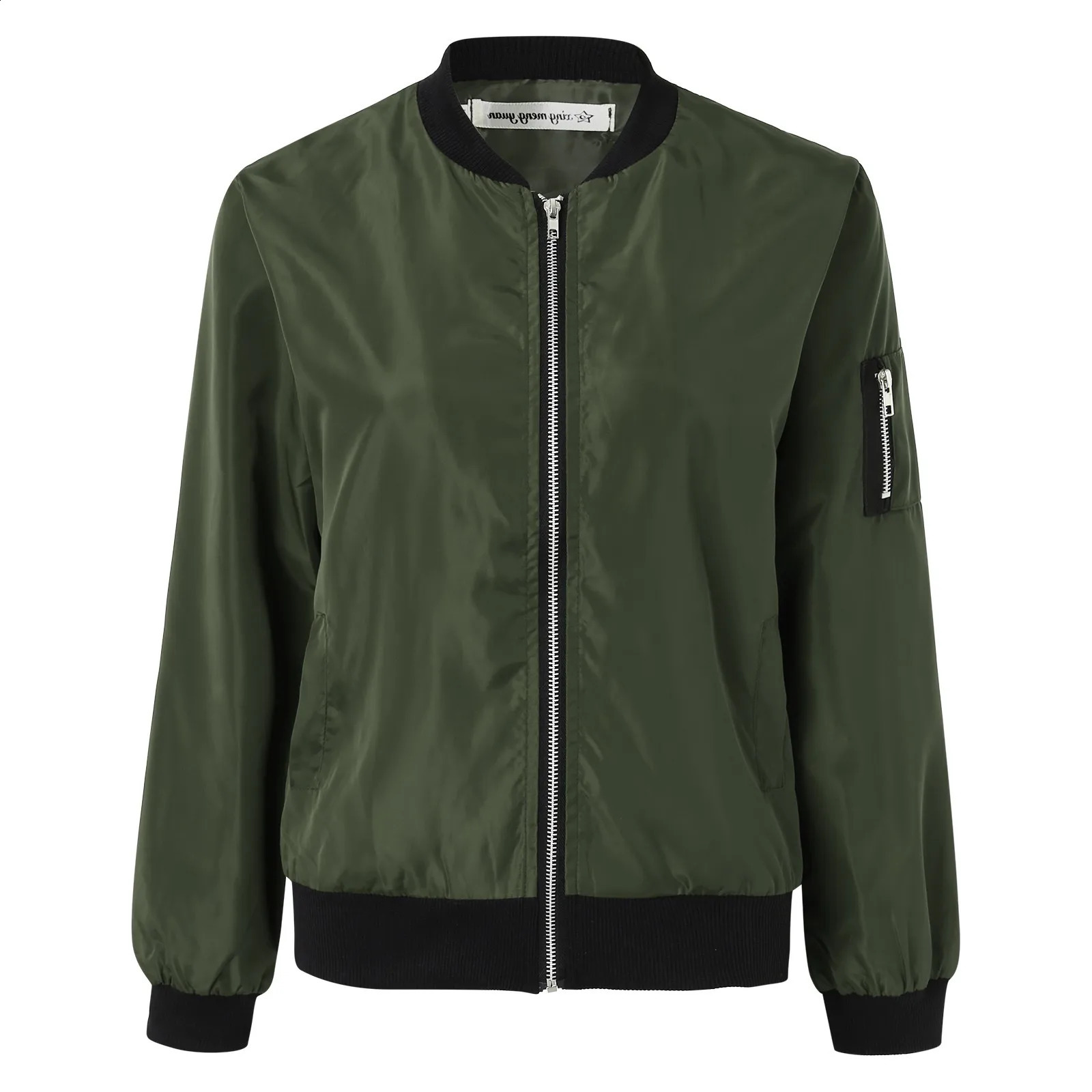 Female Army Green Bomber Jacket for Women Autumn Sport Jacket Womens Coat Stand Collar Zipper Slim Thin Jacket Jaquetas Outwear 240813