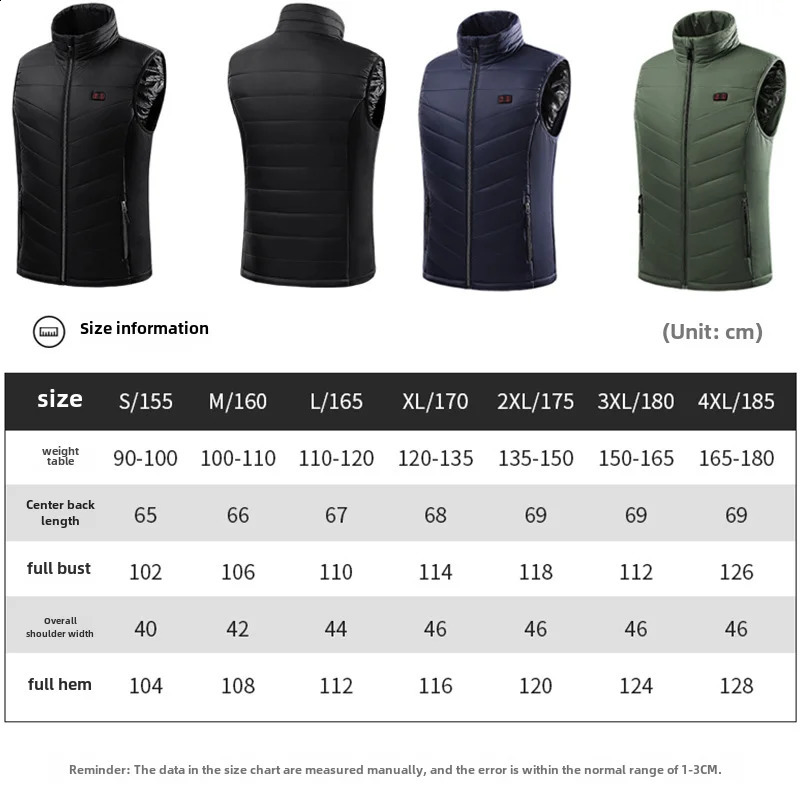 Autumn and Winter Electric Waistcoat Cotton Vest 3-Step Thermostat Warm Vest Constant Temperature Heating Clothes 240813