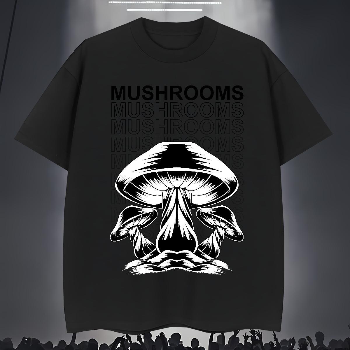 T-Shirts 230g Cotton mushroom Sports Casual Round Neck Short Sleeve Oversized 3XL 4XL Tshirts Fashion Casual Loose Tops Tees