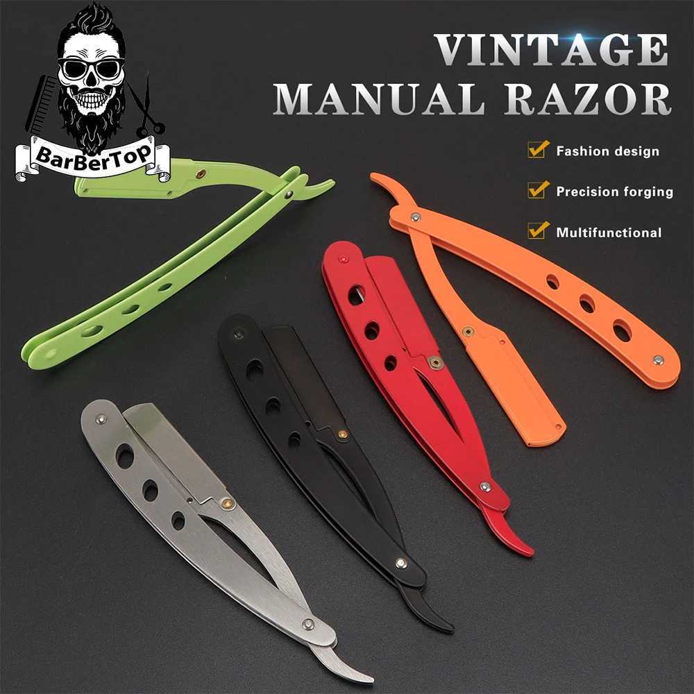 Barbershop Manual Shaver Straight Razor Rack Salon Men Stainless Steel Barber Folding Shaving Beard Professional Styling ToolsM240814