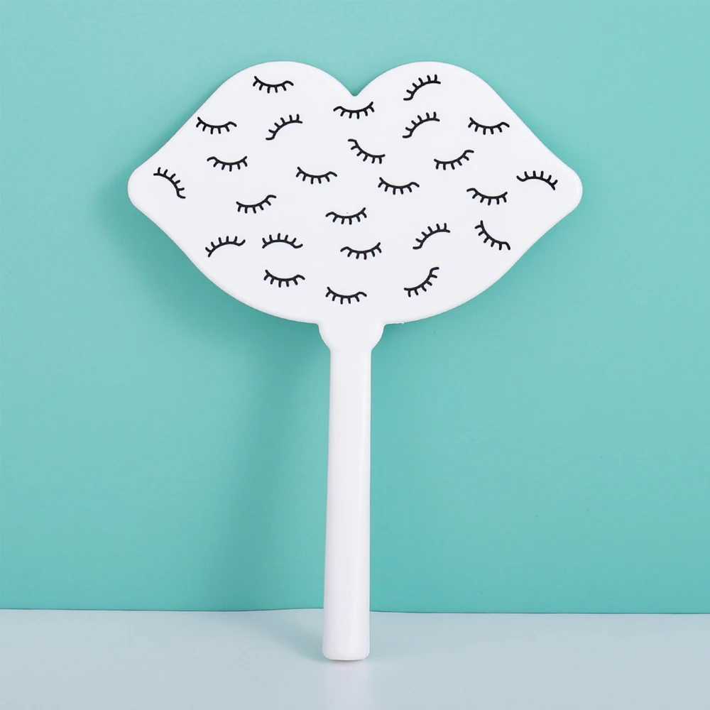 1 lip shaped handheld mirror with eyelashes suitable for compact makeup mirrors in pink/black/white salons W240813