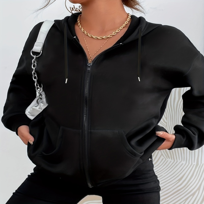 Womens Plush Sweater With Zipper Black 240813