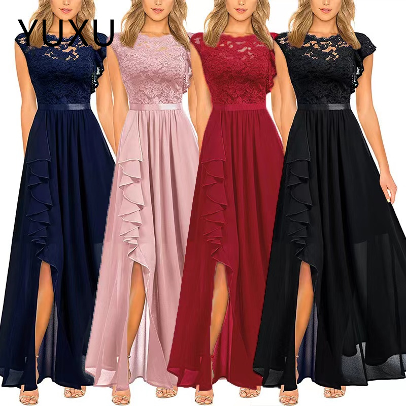 Vinatge Long lace chiffon Prom Dresses 2024 Sexy plus size African Evening Gown Cheap Full Lace Formal Party Dress Evening Formal Party Second Recepti