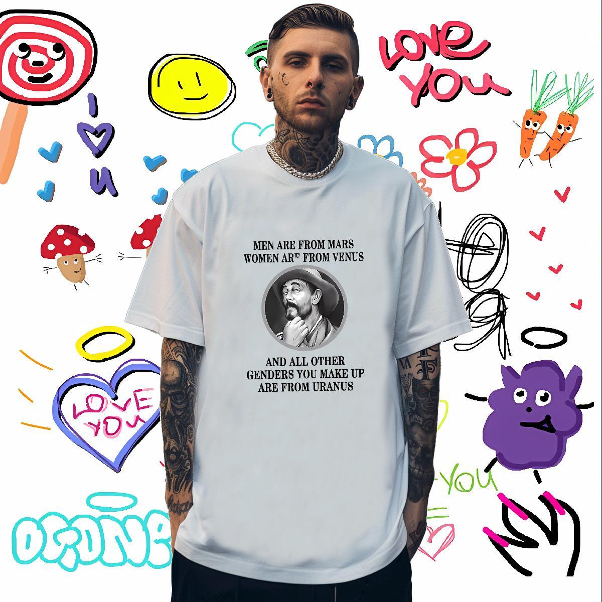 T-Shirts 230g Cotton portrait Street Breathable Short Sleeve White Plus Size Men Tops Tees 2024 DIY Popular Tshirts
