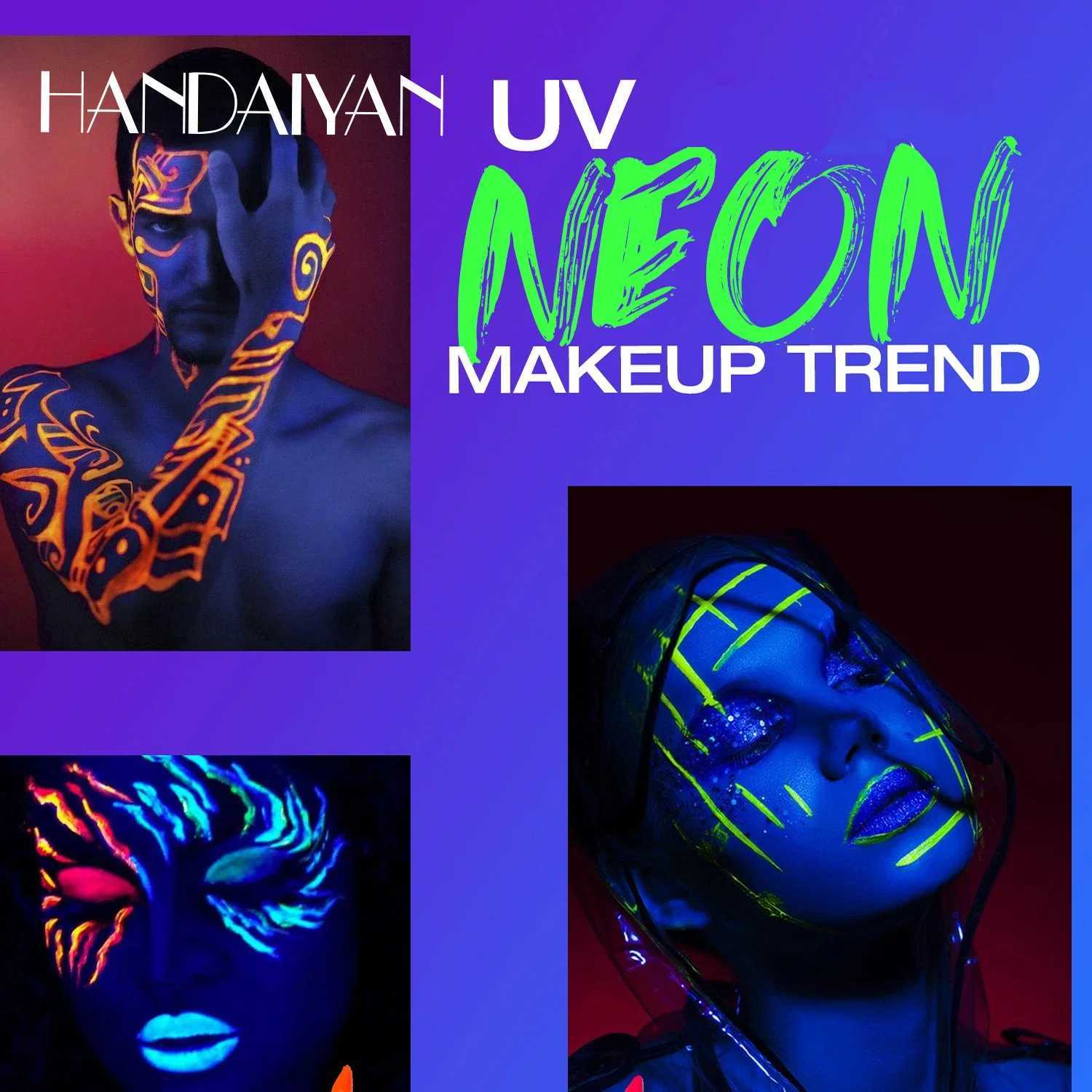 12Pcs/Box UV Waterproof Eyeliner Gel Pencil Set Face Painting Pen Neon Makeup Halloween Pigment Eye Liner Fluorescence In Dark Y240813