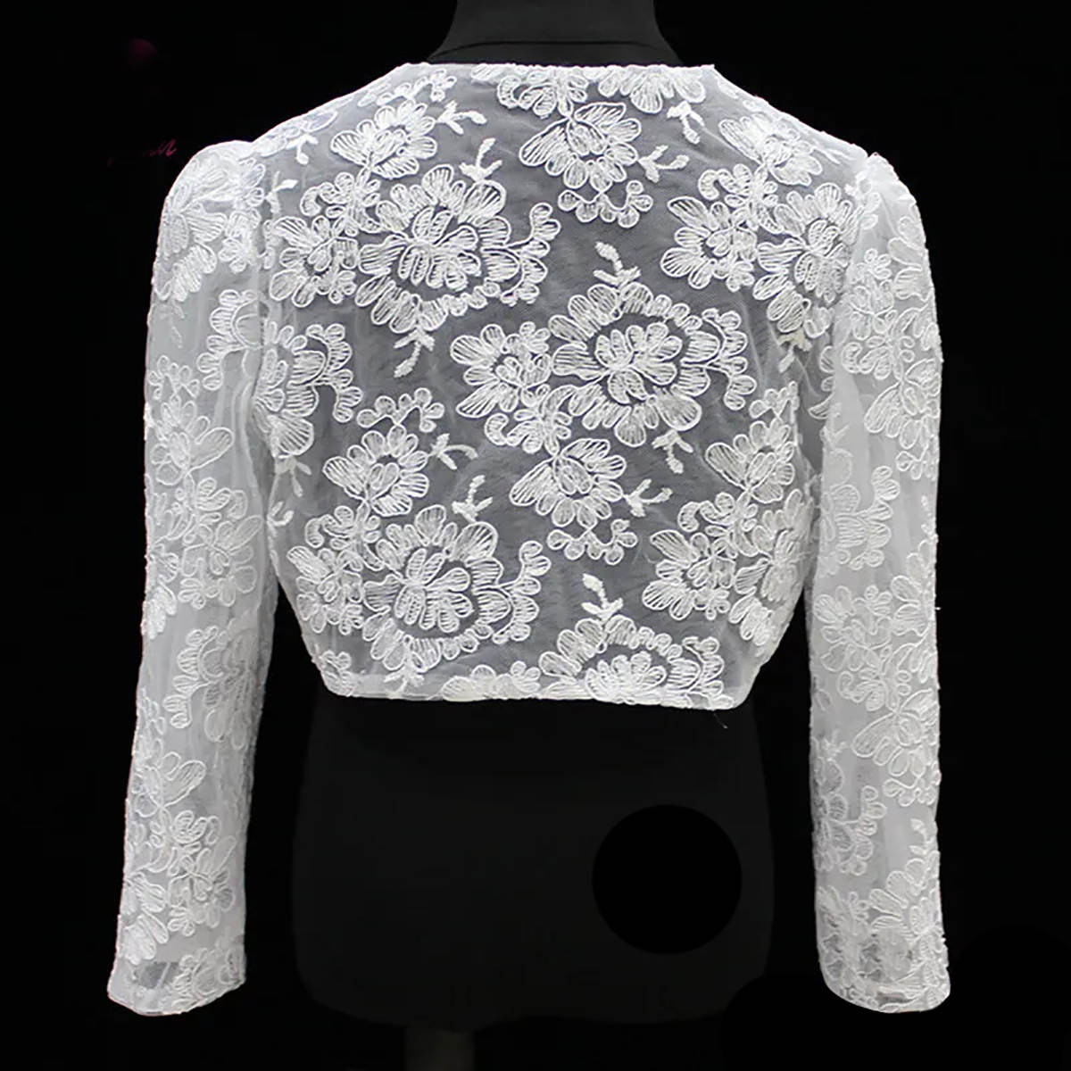 Simple Wrap Jacket Long Sleeve Button Bride Jackets Sheer O Neck Lace Bridal Cloak Formal Wedding Accessories Custom Made