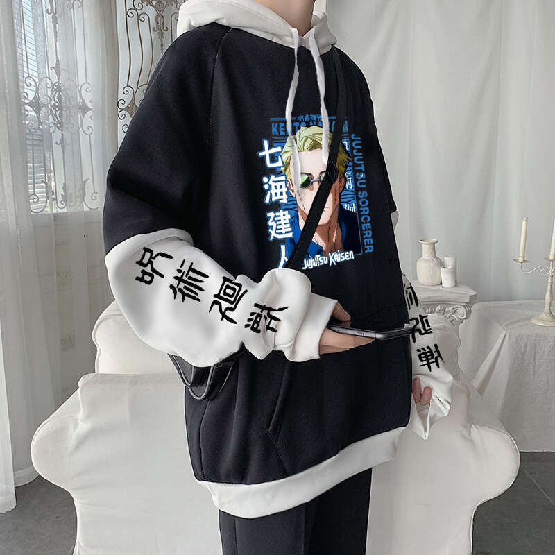 Jujutsu Anime Kaisen Cool Kento Nanami Cartoon Print Men Hoodies Long Sleeve Haruku Autumn Winter Plus Size Hooded Sweatshirts
