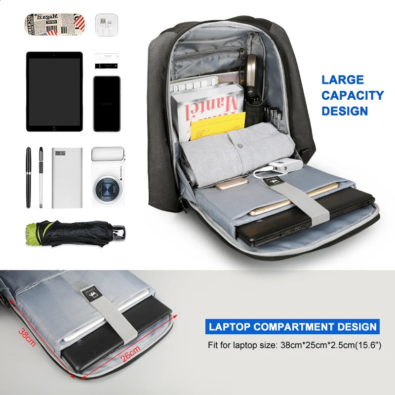 warranty mens backpack 156inch laptop antitheft bag travel school Mochilas 240813
