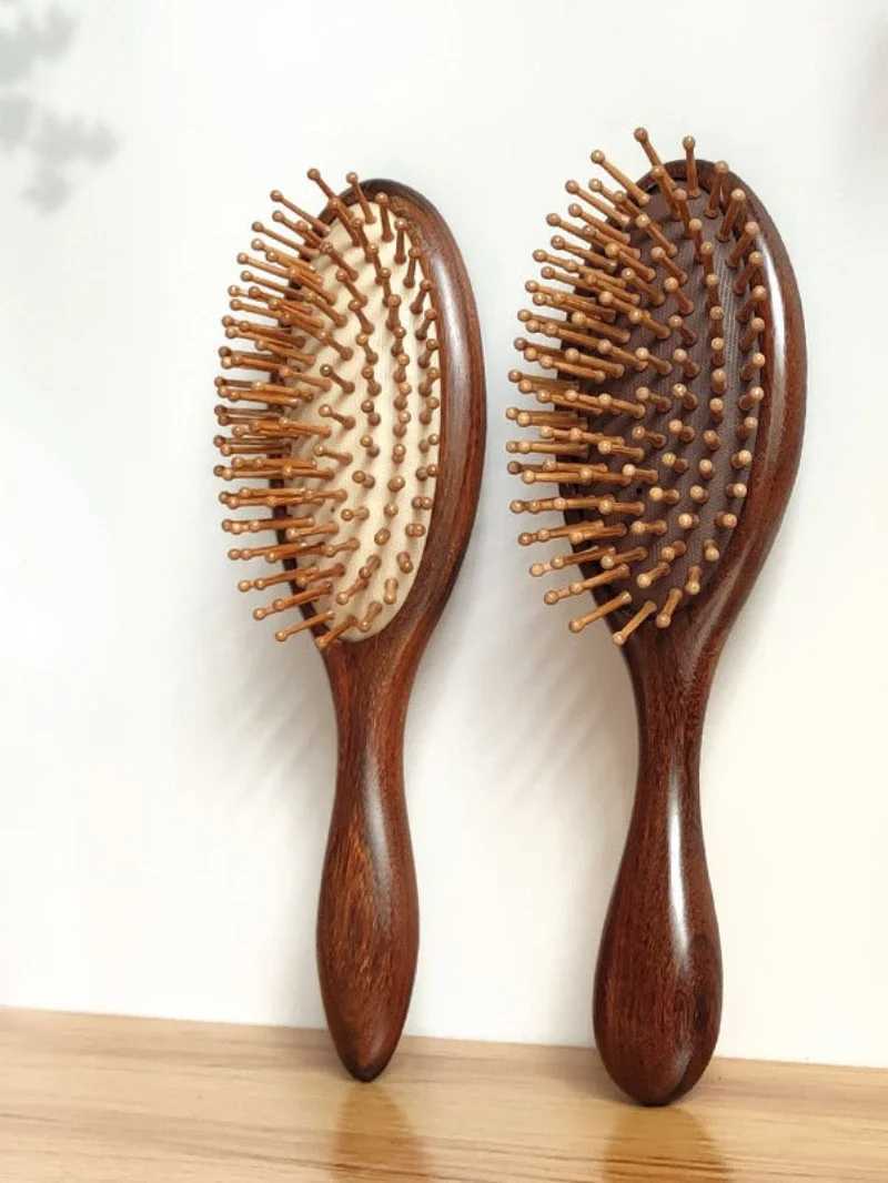 Golden thread green sandalwood air bag comb air pad anti-static massage wood comb curly hair brush curly hair brush W240813
