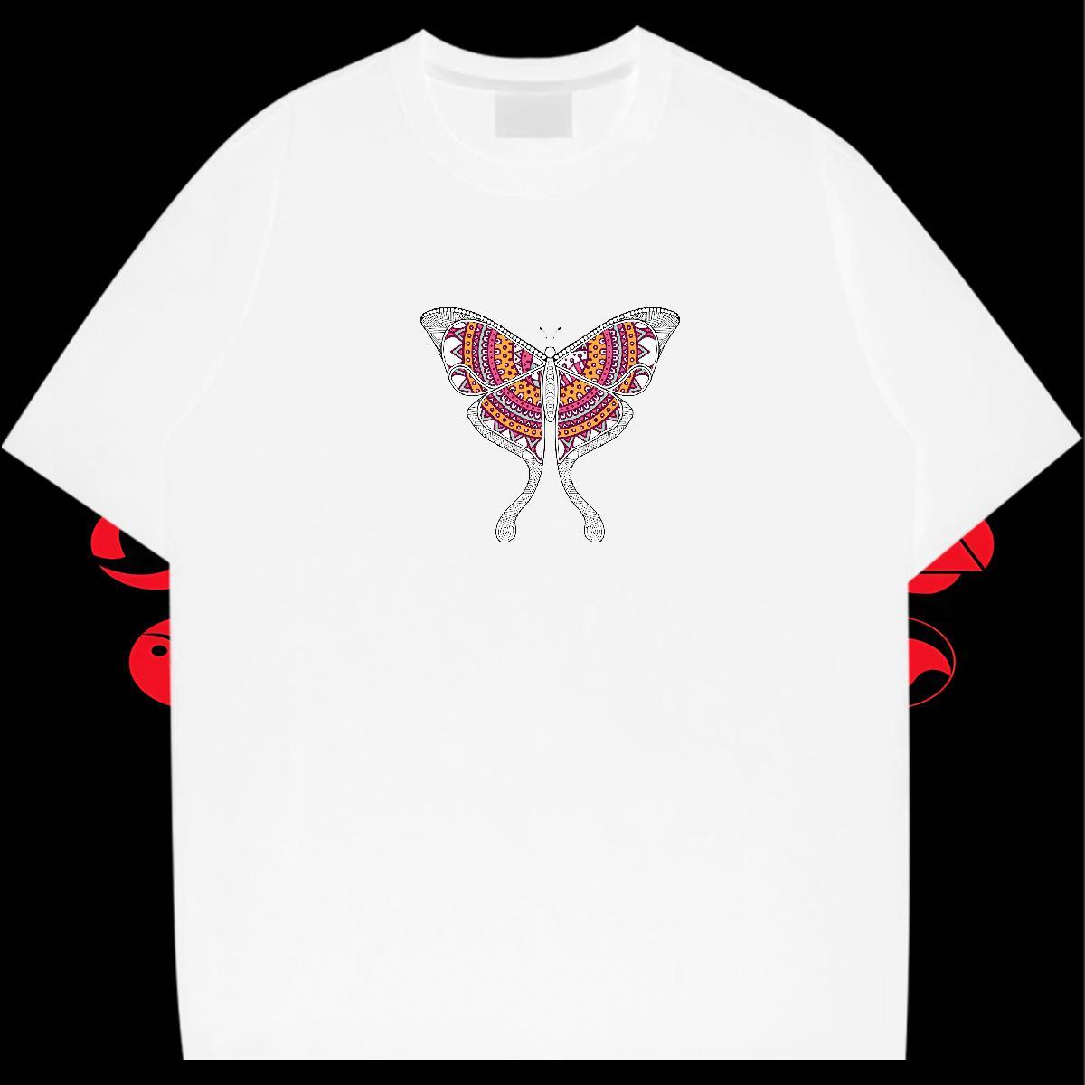 Brand Tshirt for Man Woman Sports Casual 230g Cotton Cartoon Printing L-4XL O-Neck Short Sleeve Butterfly T-Shirts Casual New Top Tees