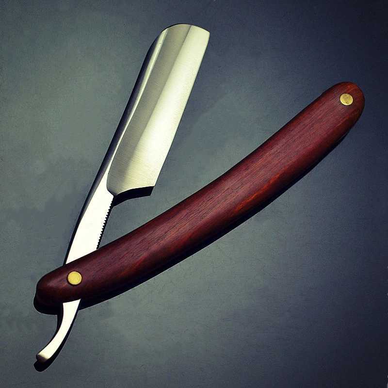 4pcs/Set Barber Shop Manual Razor Shaving Tools Sandalwood Handle S45C Carbon Steel Blade Straight Shaver Razor G1123M240814
