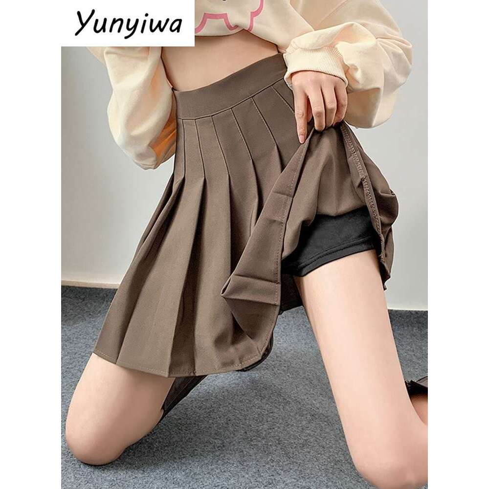 Pleated Short Tennis With Shorts For Women A Line School Summer Woman Skirt Mini Gray High Waist Solid Casual Skirts White s s