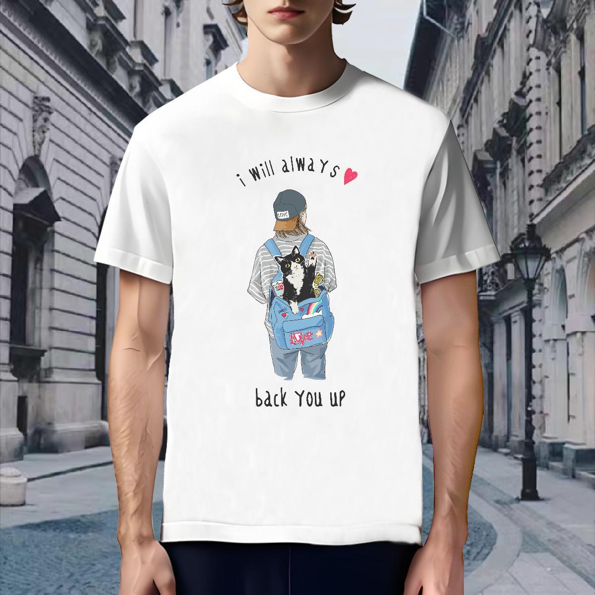 Classic Men T Shirts cat Round Neck Short Sleeve Spring Summer Plus Size Custom 100% Cotton 230g Men Tees Customized Tops Shirt
