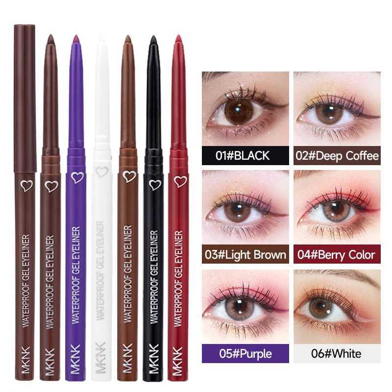 Six Colors Waterproof Eyeliner Pencil Long-lasting Makeup White Blue Black Brown Easy Wearing Eyeliner Pen Korean Cosmetics Y240813