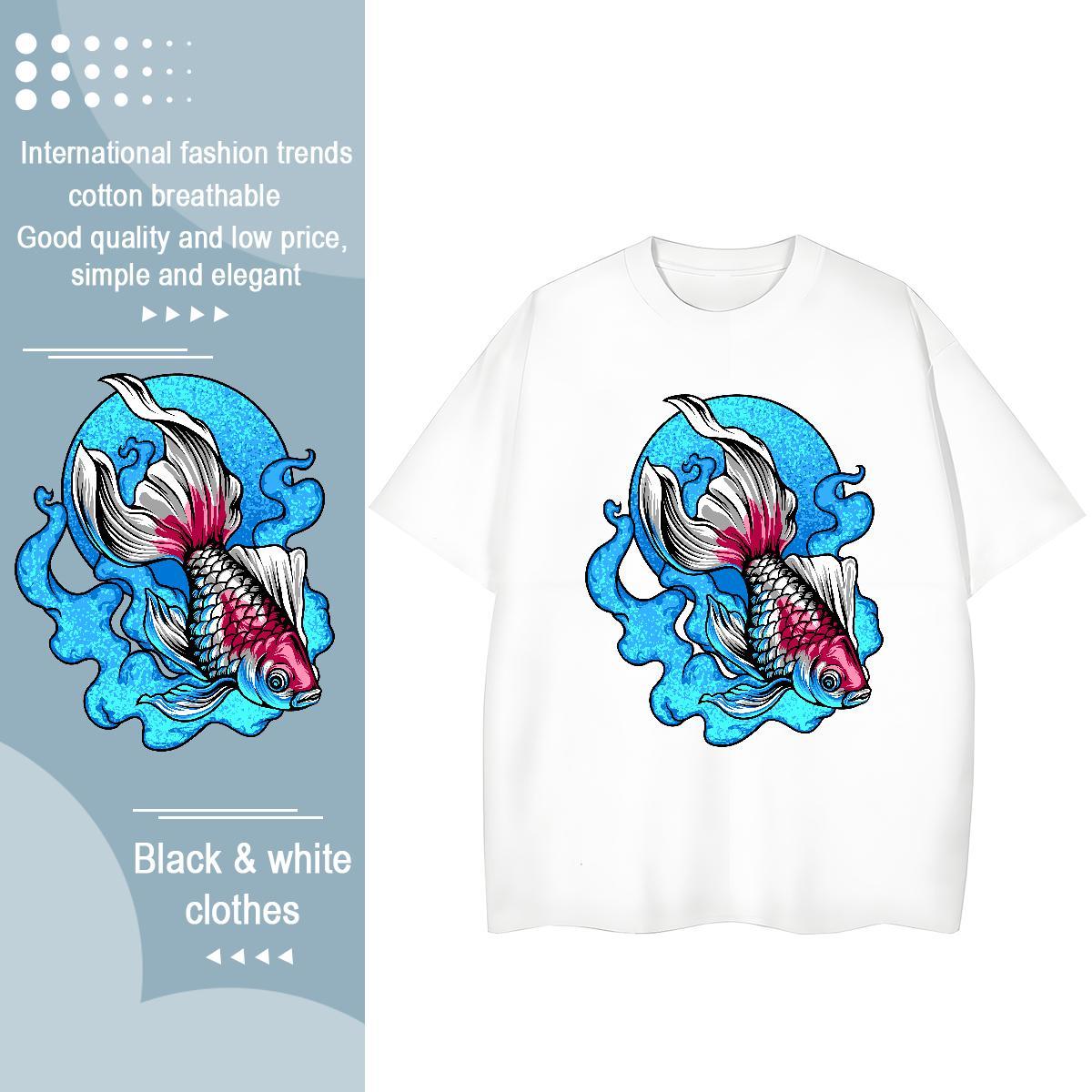 Loose T-Shirts for Men O-Neck Short Sleeve High Street Hip Hop Oversized 230g Cotton Tshirts New Arrival Top Tees