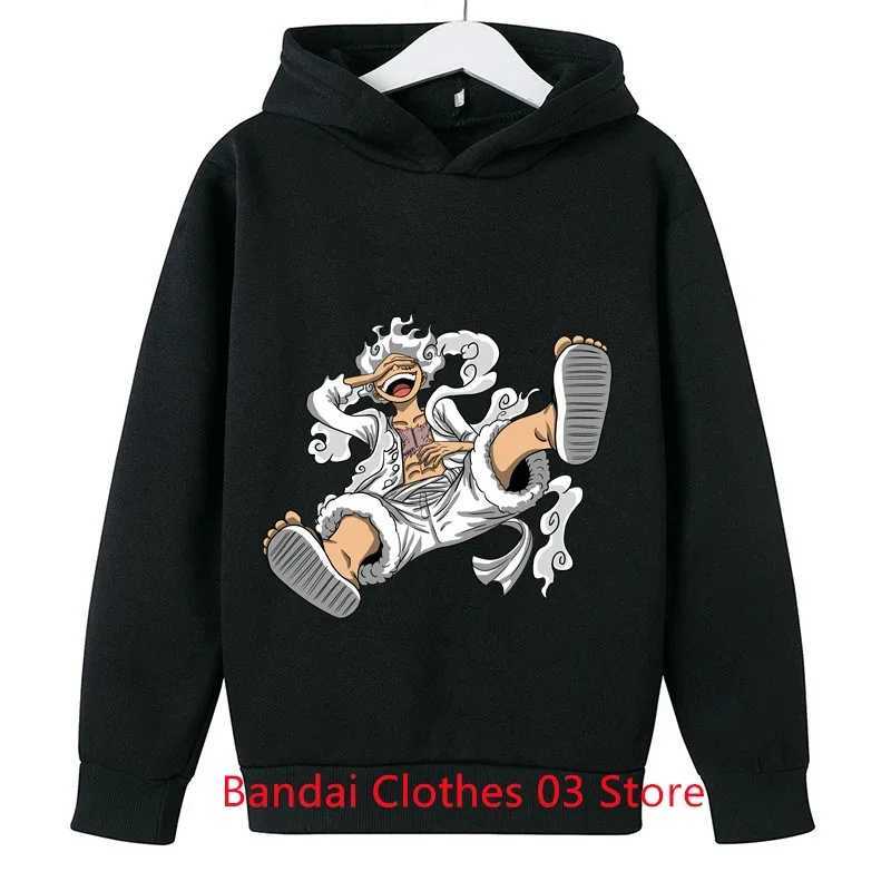 Gear Fifth Luffy printed anime boy hoodie pullover casual street wear unisex childrens spring clothingY240814