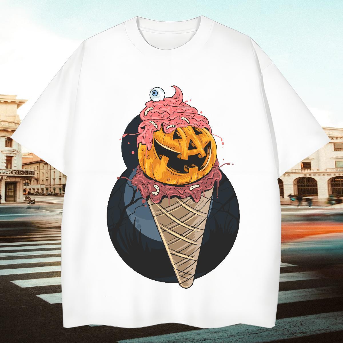 Classic Men T Shirts Halloween Breathable Short Sleeve Street Wear Plus Size Cartoon 230g Cotton Men Tees Factory Direct Clothes