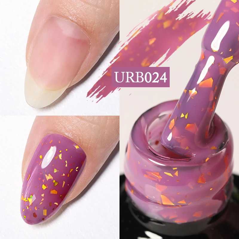UR SUGAR 7ml Glitter Rubber Base Gel Milky Jelly White Gold Foil Sequins Soak Off UV LED Self-leveling Nail Art Varnish ManicureM240814